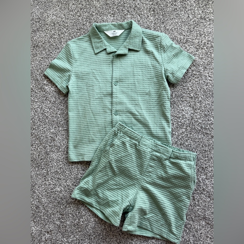H&M Mint Green Waffle Short Set